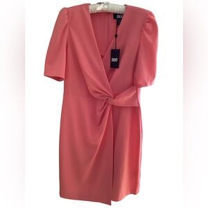 🚨 NWT DKNY Side Knot V-Neck Coral Dress Size 10